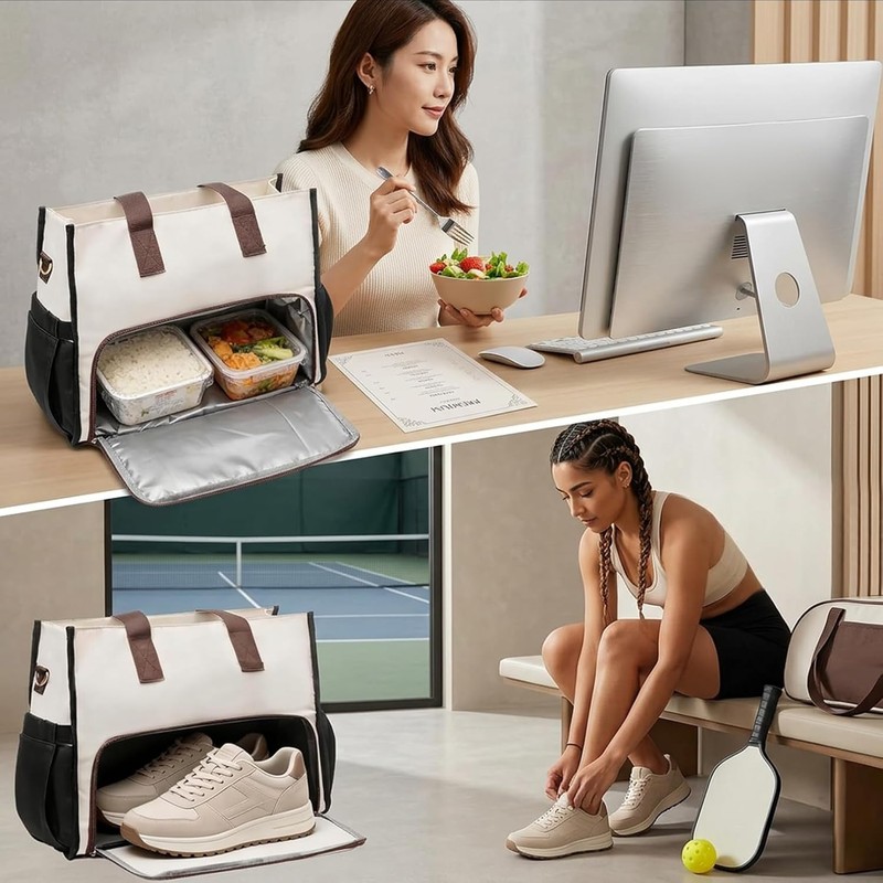 Bolsa de mano con compartimento para el almuerzo para mujer,