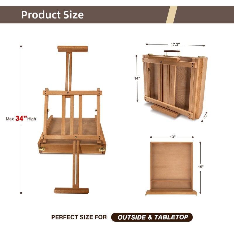Stuelloaf Large Sketchbox Table Top Easel with Dual Dawers- Adjustable