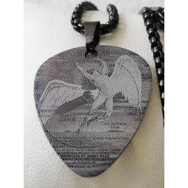Joyeria Jara 316L Stainless Steel Led Zeppelin Icarus  Guitar Pick Biker Pendant New.