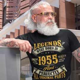 70th Birthday Shirt for Men, Legends were Born in 1955, Vintage 70 Years Old T-Shirt Black XX-Large
