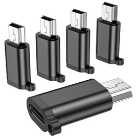 USB Mini Adapter,USB-C to Mini-USB Adapter, Type C Female to Mini USB 2.0 Male Converter Connector Support Charge & Data Sync for GPS Receiver/Digital Camera/Dash Cam/MP3 Player etc.(5 Pack)