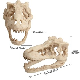 Uotyle Fish Tank Decorations Dinosaur Skull Model Simulated Skeleton Resin Aquarium Decoration Accessories Home Office Display Decorative Reptile Decor and Hide