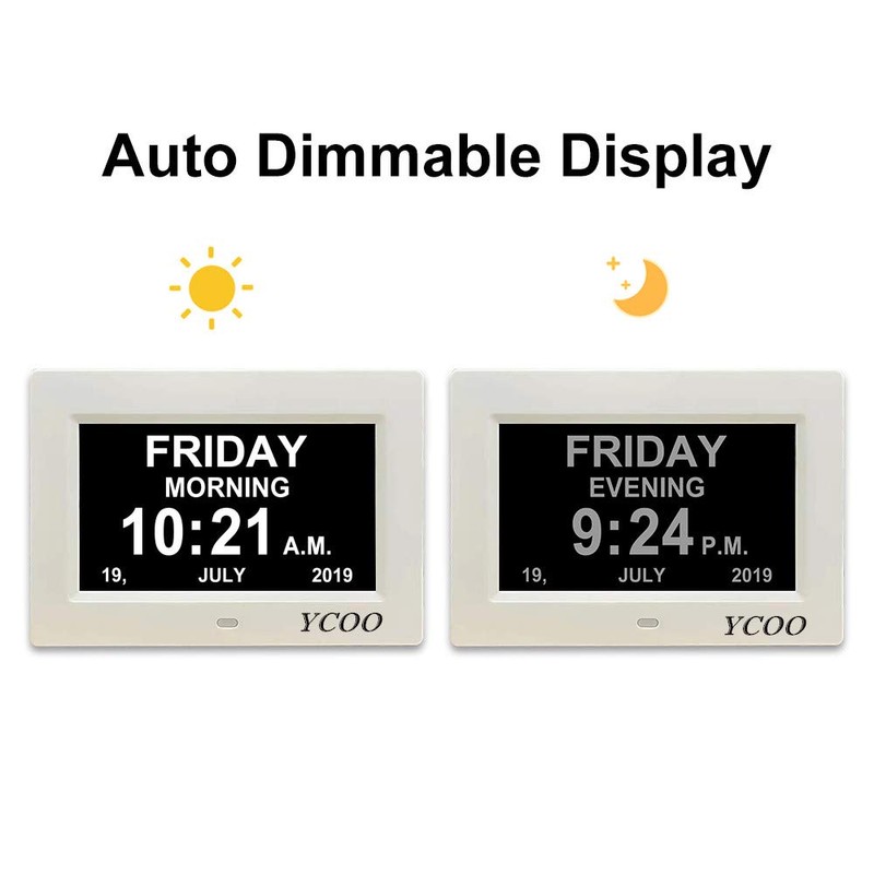 Dementia Clocks 7 Inches Calendar, Day Date Clock with Large