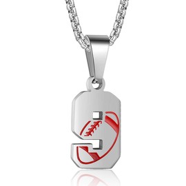Rehoboth American Football Rugby Jersey Number 9 Cross Pendant Necklace for Women Men 24 Inch Stainless Steel Chain