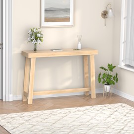 Bamboonova Bamboo Wood Entryway Table 47.2" Console Table, Narrow Sofa Table with Support Beam for Entrance, Hallway, Living Room, Bedroom, Foyer(Natural)