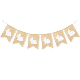 Uniwish Rabbit Banner Burlap Bunny Sign Easter Decorations Indoor Outdoor Photo Props Rustic Baby Shower Birthday Party Favors