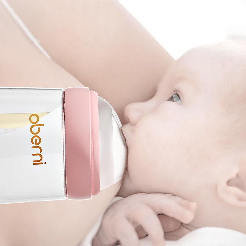 Oberni Baby Bottles with Off-Centered Natural Flow Nipple for 0+