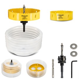 DaduoRi 6.25" Hole Saw & 4.25" Hole Saw Dust Bowl Catcher for Recessed Lights, 6-1/4 & 4-1/4 Hole Cutter with 3/8" Hex & SDS Plus Abor for Led Lighting 6 Inch/4 Inch for Drywall Plasterboard