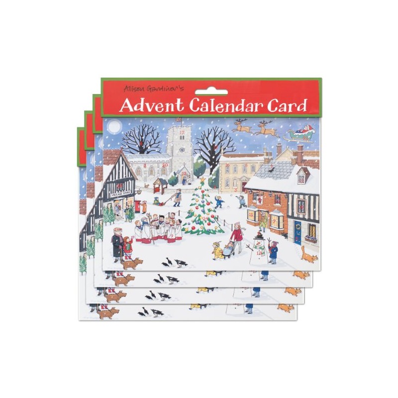 Alison Gardiner Pack of 4 Traditional Advent Calendar Cards -Christmas