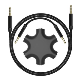 Thsinde 5-Jack Multi Headphone Audio Splitter,Headphone Jack,Audio Splitter with 3.5mm Stereo Cable Designed for Up to 5 Devices (Black) (Black-4)