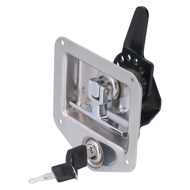 Trailer Door Latch T Handle with 2‑Key Stainless Steel Chrome