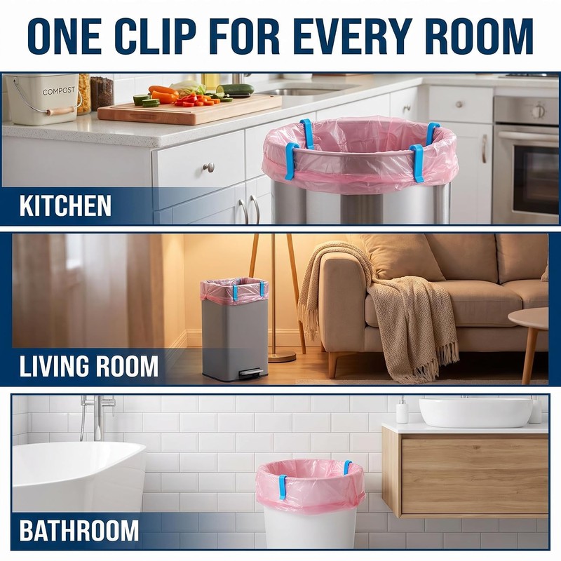 ​Plastic Kitchen Garbage Bin Clips, 10Pcs Anti-Slip Bag Holders for