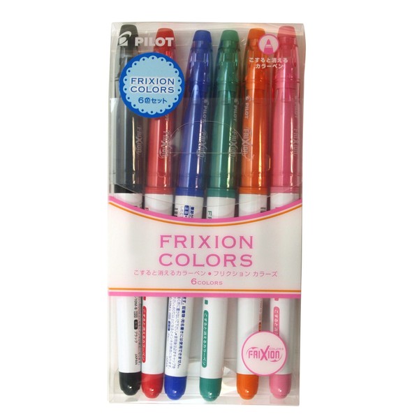 Pilot Frixion Colors Erasable Marker Pen, 6 Color Set (SFC-60M-6C3)