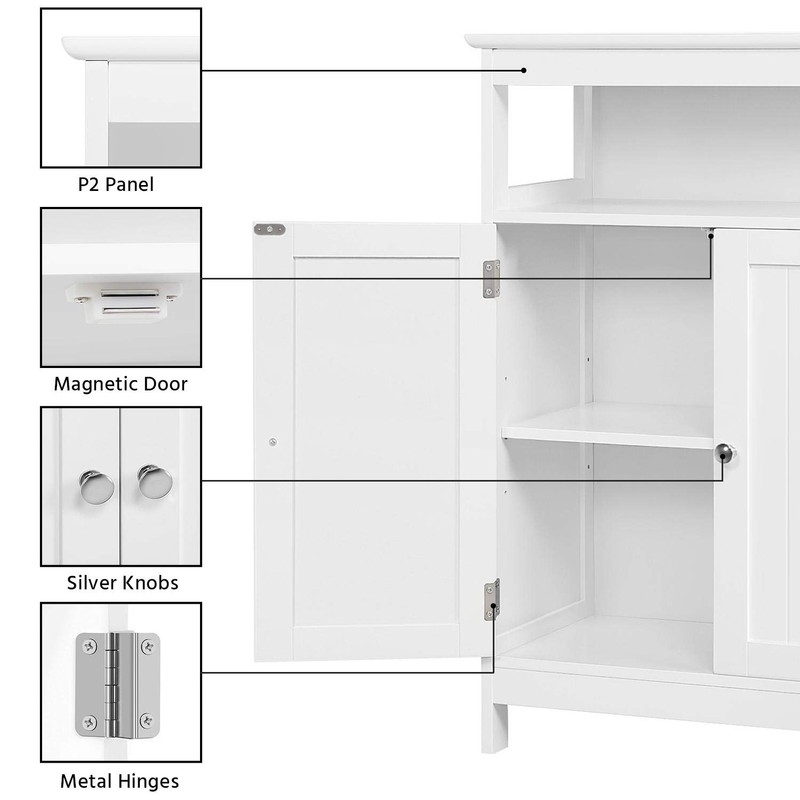 Yaheetech Bathroom Floor Storage Cabinet, Wooden Free Standing Storage Organizer