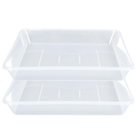 LWALRS Square Plant Saucer 14 Inch 2 Pack, Strong Clear Plastic Flower Plant Pot Saucer, Square Planters for Indoors and Outdoors Plants, Garden Plant Saucers for Pots Plant Trays.