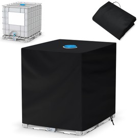 NEVERLAND IBC Tote Cover 275 Gallon, 210D Water Tank Cover, Black Tote Sunshade Waterproof Protective Cover Fit 1000L Garden Water Tank