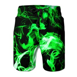 Belovecol Men's Swimming Trunks Quick-Drying Swimming Shorts with Mesh Lining 3D Graphic Beach Surf Board Shorts, Green