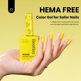 Beetles Hema Free Yellow Gel Nail Polish 15ml Long-Lasting & Vibrant Bright Color Gel Polish for Sensitive Nails 0.51 Fl Oz
