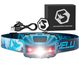 Foxelli USB‑C Rechargeable LED Headlamp – Ultra‑Light 2.4 oz & Bright 180 Lumens – Red/White Light, 5 Modes, IPX5 Waterproof, 40 h Runtime for Trail Running, Camping, Hiking