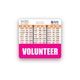 Volunteer Badge Buddy Horizontal w/Height & Weight Conversion Charts (Standard, Pink)