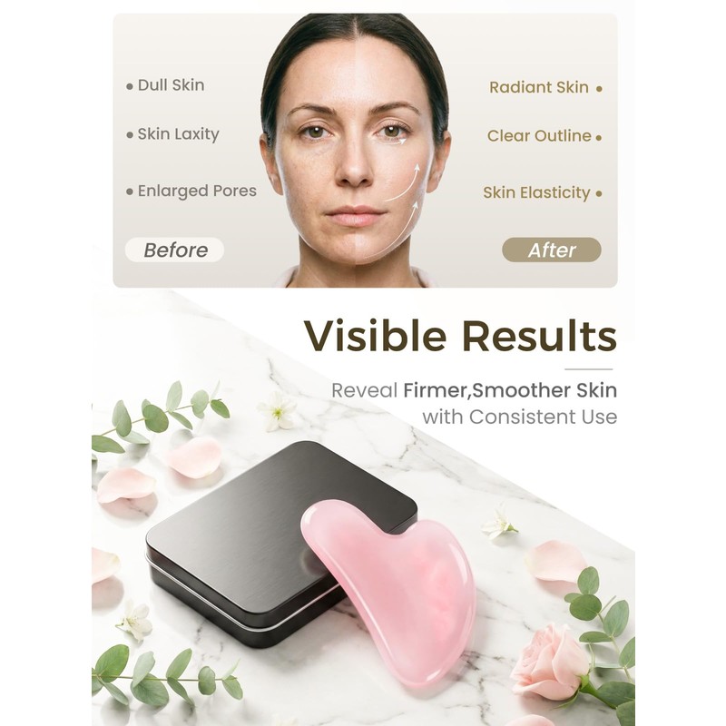 Gua Sha Facial Tool – Pink Stone Guasha Tool for