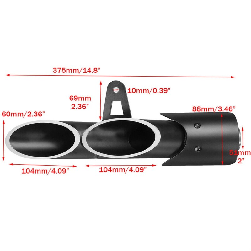 Unbranded For Yamaha YZF-R6 38-51mm Dual Outlet Motorcycle Exhaust Muffler