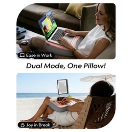 2-in-1 Lap Desk & Kindle Pillow Stand with Beanbag