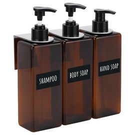 Segbeauty Wall Mounted Shower Soap Dispenser, 3pcs 16.9oz Drill Free Shower Bottles Refillable with Labels, 500ml Empty Plastic Shampoo and Conditioner Dispenser Holder for Shower Wall Bathroom Decor
