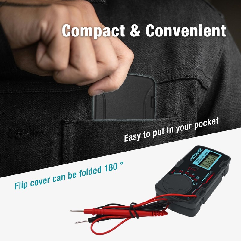 ALLOSUN Digital Multimeter/DMM/Multi Tester Amp/Ohm/Volt Meter/Diode and Continuity Test Pocket