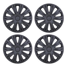 ROXX 4Pcs Set 13inch Universal Wheel Rim Cover Hubcaps Replacement (Only Fit for Iron Hub), ABS Material Snap On Car Truck SUV Hub Cap (5083,Black Matte)