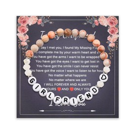 Girlfriend Gf Gifts for Christmas Birthday Bracelet for Girlfriend Anniversary Valentines Day Gifts for Hers Bracelet Love You Gifts for Gf Long Distance Girlfriend Beaded Crystal Bracelet