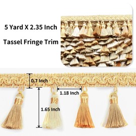 HedongHexi - Borde de flecos con borla de 5.25 x 2.56 pulgadas, adornos de flecos de lujo hechos a mano con abalorio para decoración de sofá de cortina, decoración de vestido, bricolaje, borla de tela