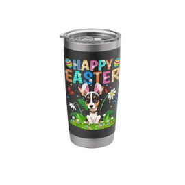 Rat Terrier Dog Happy Easter Egg Hunt Bunny Ear Easter Stainless Steel Insulated Tumbler