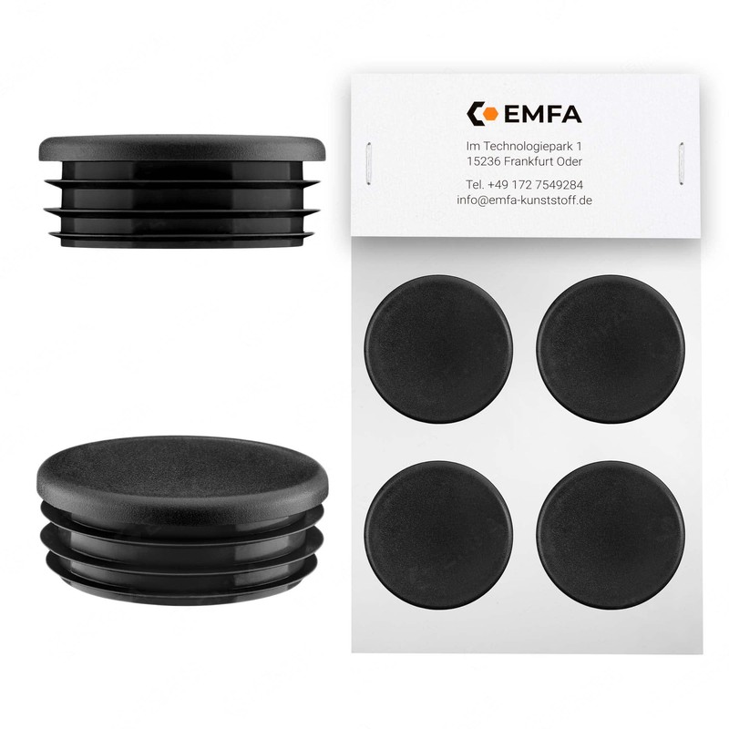EMFA Lamellar Plugs, Round, 40 mm, Black, Pack of 4