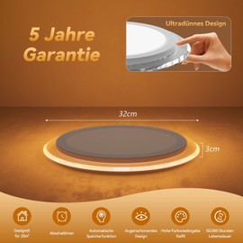 Aphyni Ceiling Light LED Dimmable 24 W, Planet Ring Design Ceiling Light Round Ceiling Lighting with Remote Control, 3000-6500 K 3600 LM Supports Night Light Timer for Bedroom Children's Room Living
