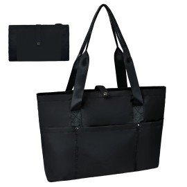 Unbranded Tote Bag for Women, Foldable Tote Bag With Zipper Travel Large Shoulder Bag