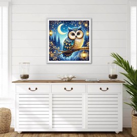 DPHERO Cute Owl Diamond Painting Kits for Beginners Adults,5D DIY Moon Diamond Art Kits,Round Full Drill Night Sky Diamond Painting Art,DIY Painting by Numbers Diamond Art Painting 12x12 inch