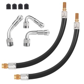 WNCGC Valve Stem Extension, 2PCS 12 Inches Dually Valve Stem Extenders 6 PCS 45 90 135 Degree Brass Valve Stem Extension Adaptor for Car Truck Motorhome Trailer RV