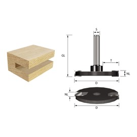 ENT Slotting Cutter TC Shank (C) 8 mm, Diameter (A) 40 mm, B 5 mm, GL 50 mm, on Arbor Mounted