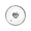 Glass lid with stainless steel ring.