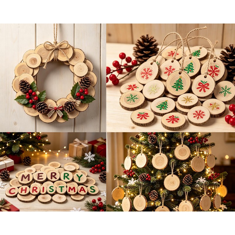 Natural Small Wood Slices for Crafts, 1.2"-2.5" Unfinished Wood Pieces