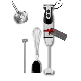 Megawise High-Power Hand Blender – 400W Max Power with Versatile 3-in-1 Attachments (Blending Shaft, Whisk, Chopper); Ergonomic Design with Adjustable Speed Control; Easy to Clean and Maintain (Black)