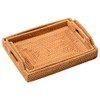 I-lan 2 Pack Rattan Rectangle Serving Basket Tray with Handle-