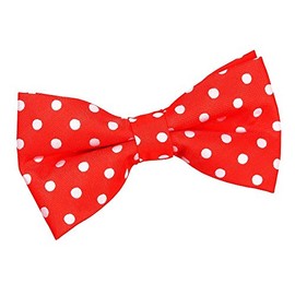 DQT Woven Polka Dot Classic Patterened Casual Pre-Tied Bow Tie for Men in Red