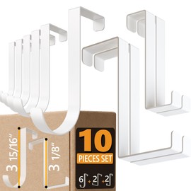 4smile Over The Door Hooks, Set of 10, Stainless Steel Door Hooks - 6 x Door Hanger J-Shaped, 2 x Over Door Hook Z-Shaped, 2 x Cabinet Hooks for Hanging, Purse Hanger for Door