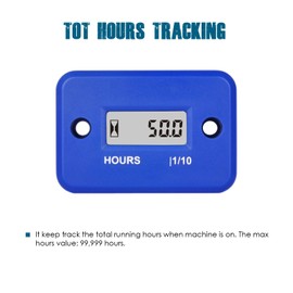Runleader Digital LCD Waterproof Operating Hour Meter for Small Engines, Track Oil Change Intervals, Generator, Lawn Mower, Outboard, ATV, Snow Blower, Navy, Dirt Ski, Motorcycle (HM006A-BU)