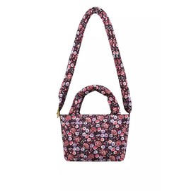 Cath Kidston London Womens Recycled Polyester Rose Mini Puffer Trip Multiway Grab Crossbody Shoulder Tote Bag Black
