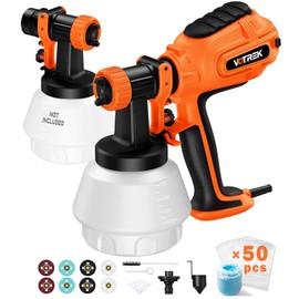 Paint Sprayer with 50PCS Disposable Cup Liners & Replacement Dual-Gun, Electric HVLP Sprayer for House Painting: Furniture, Cabinet, Fence, Door, with 3 Patterns, 8 Nozzles & Quick-Clean kit