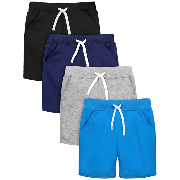 Resinta 4 Pack Toddler Baby Boys Shorts with Drawstring Solid