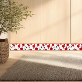 IVN Wallpaper Border Peel and Stick Decorative Wall Trim Self Adhesive Red Rose and Butterfly Accent Strip for Bathroom Laundry Room Pool Area Mirror Frame Shelf Wall Edge 4x196 Inch Elegant Design